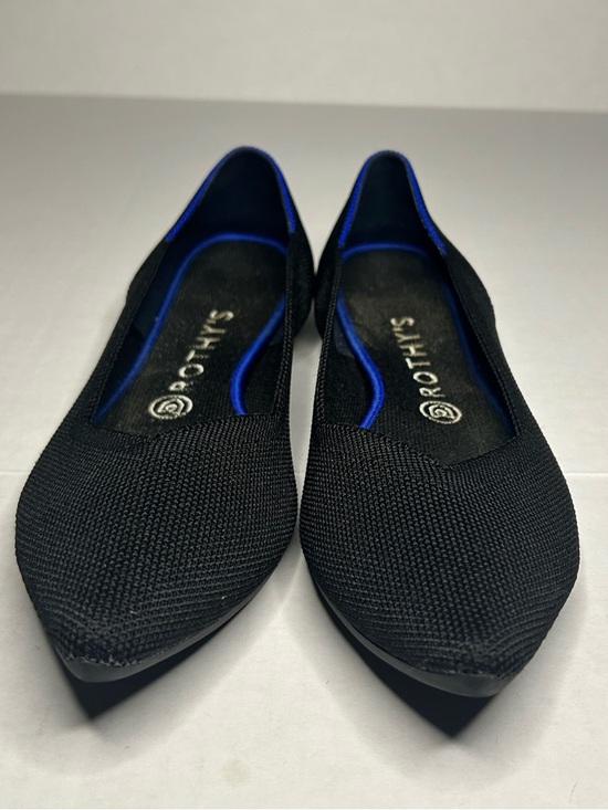 Rothy's Size 10 Black The Point II Knit Ballet Flats with Blue Trim - Picture 7 of 9